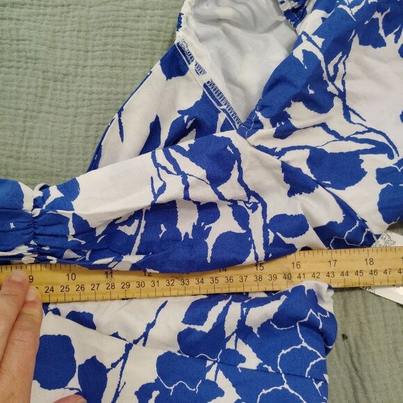 Hyacinth House Blue Seaport Tie Back Floral Midi Dress Cottagecore L - Picture 6 of 11